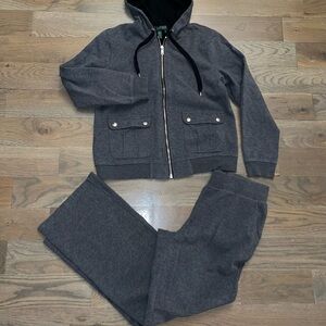 Lauren Ralph Lauren Women’s 2 Pc Gray Full Zip Jacket & Matching Pants Size M L